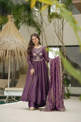 Traditional wear Sequence Work Lavender Color Gown