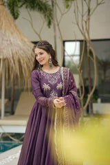 Traditional wear Sequence Work Lavender Color Gown