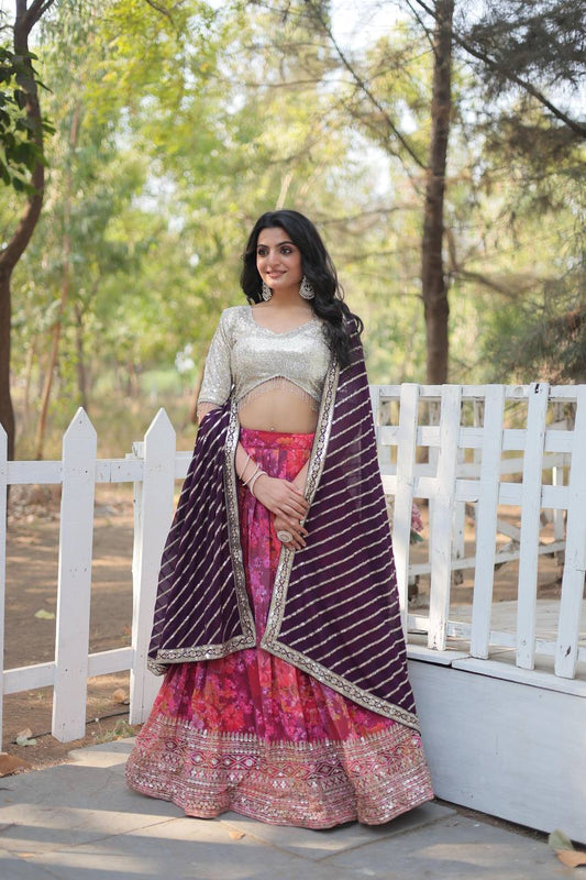 Festive Wear Digital Printed Pink Color Lehenga Choli