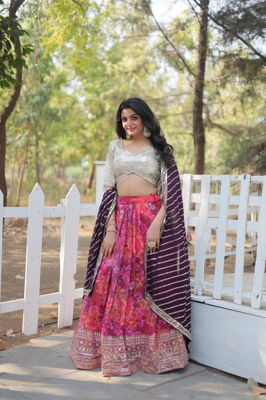 Festive Wear Digital Printed Pink Color Lehenga Choli