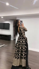 Wedding & Party Wear Gorgette Black Color Gown