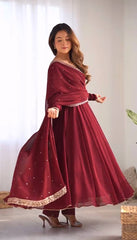 Occasion Wear Red Color Anarkali Gown