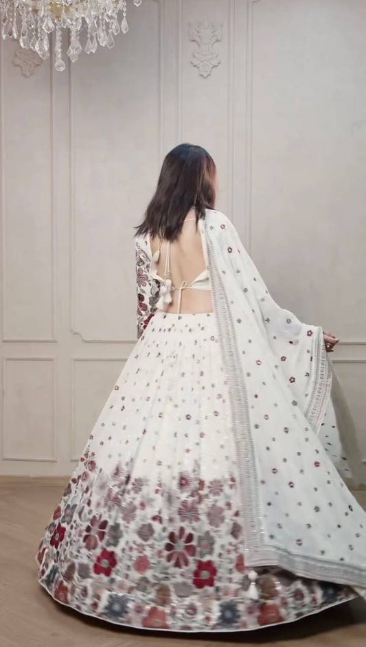 Fantastic Georgette White color Lehenga Choli