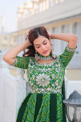 Decent Embroidery work Green Gown With Dupatta