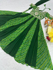 Decent Embroidery work Green Gown With Dupatta