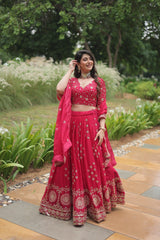 Occasion Wear Rangoli Silk Red Color Lehenga Choli