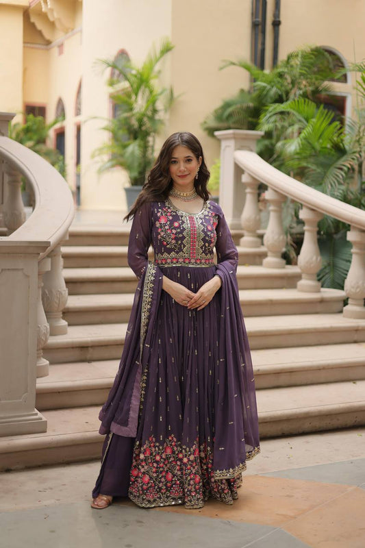 Marriage Special Georgette Lavender Color Kurti With Sharara Suit