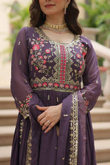 Marriage Special Georgette Lavender Color Kurti With Sharara Suit