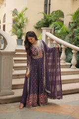 Marriage Special Georgette Lavender Color Kurti With Sharara Suit