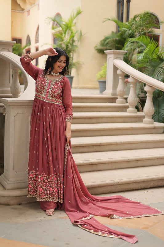 Marriage Special Georgette Peach Color Kurti With Sharara Suit