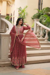 Marriage Special Georgette Peach Color Kurti With Sharara Suit