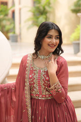 Marriage Special Georgette Peach Color Kurti With Sharara Suit