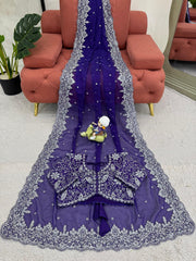 Wedding & Party Wear Thred & Sequnce Work Blue Color Saree