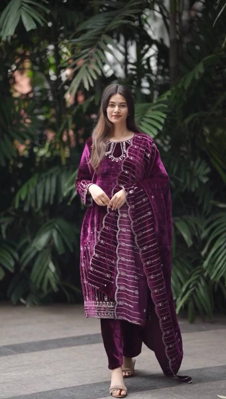 Festive Wear Purple Color Sequence Work Salwar Suit