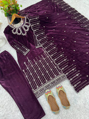 Festive Wear Purple Color Sequence Work Salwar Suit