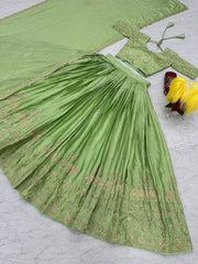 Marriage Special Green Color Embroidery Work Lehenga Choli