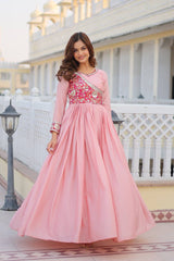 Superhit Pink Color bandhrej Long Gown