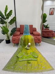 Wonderful Tibby Silk Sky Blue Color Designer Saree