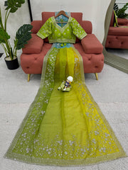 Wonderful Tibby Silk Sky Blue Color Designer Saree