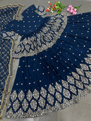 Traditional wear Sequence Work Blue Color Top With Lehenga