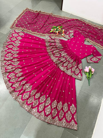 Traditional wear Sequence Work Pink Color Top With Lehenga