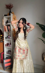 Wonderful Of White Color Heavy Embroidery Top Lehenga With Dupatta Set