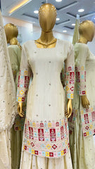 Wonderful Of White Color Heavy Embroidery Top Lehenga With Dupatta Set