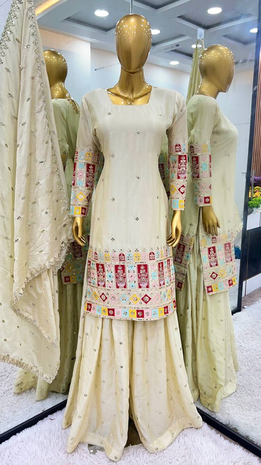 Wonderful Of White Color Heavy Embroidery Top Lehenga With Dupatta Set
