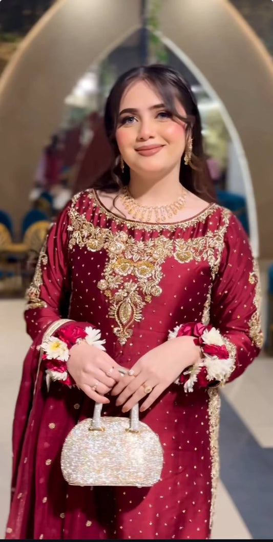Unique Sequence Work Maroon Color Salwar Suit