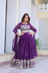Marriage Special Sequence Work Purple Color Lehenga Choli