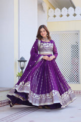 Marriage Special Sequence Work Purple Color Lehenga Choli
