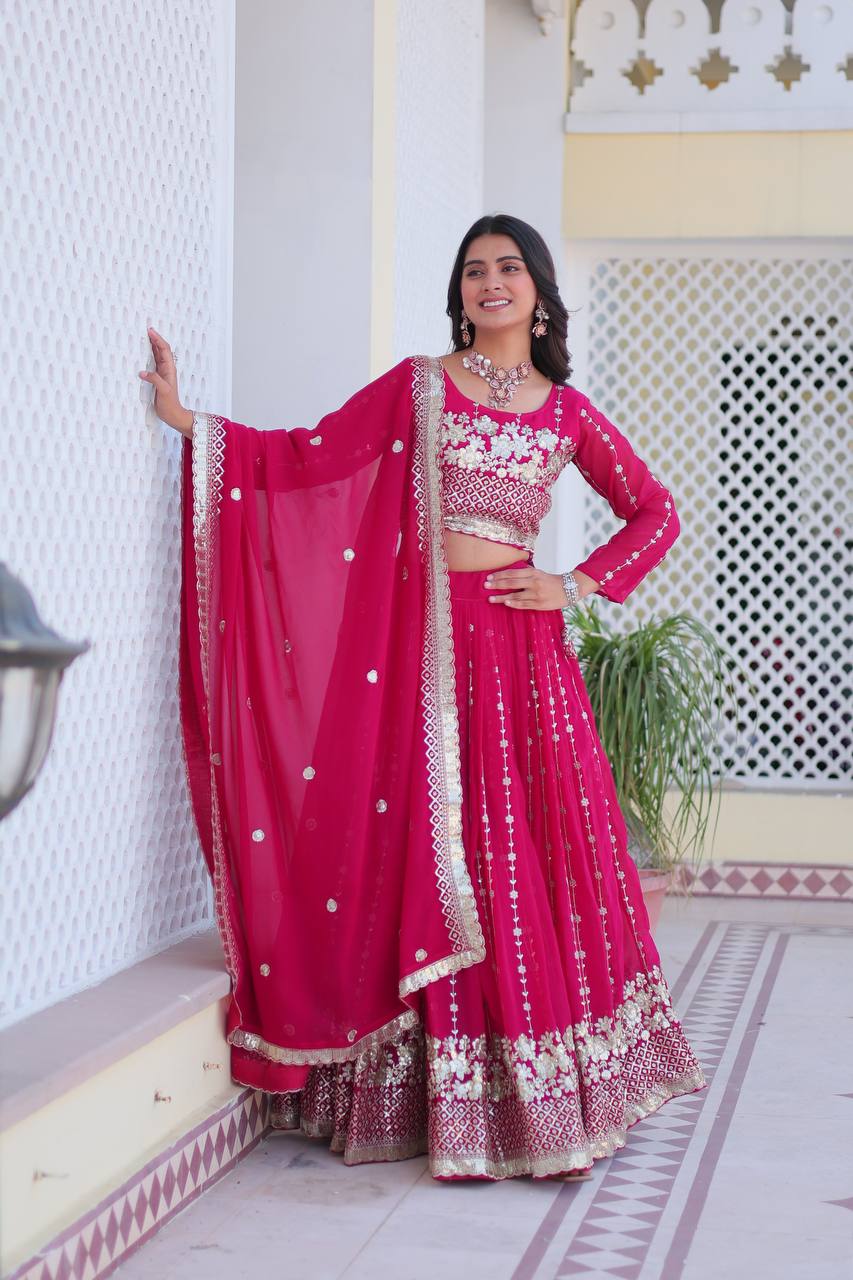 Marriage Special Sequence Work Pink Color Lehenga Choli