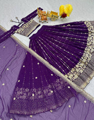 Marriage Special Sequence Work Purple Color Lehenga Choli