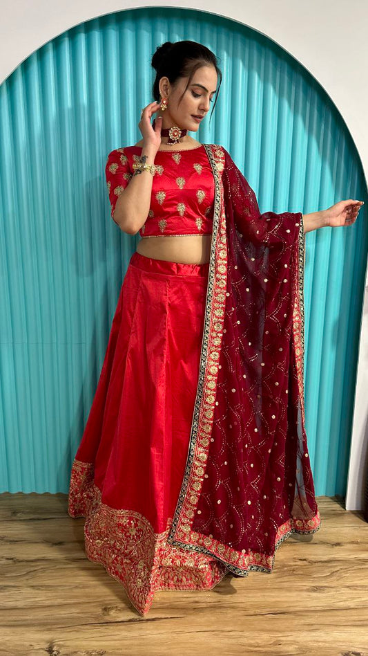 Marriage Special Red Color Zari And Sequins Work Lehenga Choli