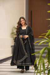 Presenting Chex Digital Printed Black Color Gown