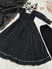Presenting Chex Digital Printed Black Color Gown