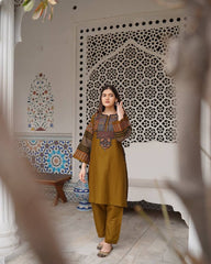 Stylish Sequence Embroidery Brown Color Salwar Suit