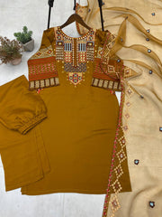 Stylish Sequence Embroidery Brown Color Salwar Suit