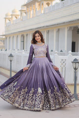 Superhit Embroidery Sequence Work Purple Color Lehenga Choli