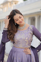 Superhit Embroidery Sequence Work Purple Color Lehenga Choli