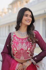 Superhit Embroidery Sequence Work pink Color Lehenga Choli