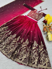 Superhit Embroidery Sequence Work pink Color Lehenga Choli