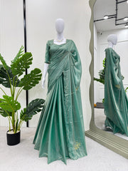 Awesome Fandy Silk Teal Blue Color Designer Saree