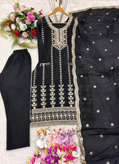 Precious Cinon Silk Black Color Salwar Suit
