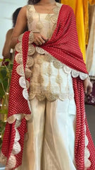 Gorgeous Sequence Work Cream Color Sharara Suit