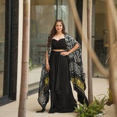 Party Wear Georgette Black Color Skirt With Shrug