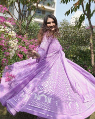 Superhit Thread Embroidered Work Purple Color Gown