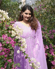 Superhit Thread Embroidered Work Purple Color Gown