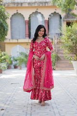 Fantastic Georgette Pink Color Sharara Suit