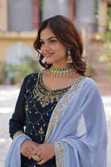Marriage Special Sequins Embroidered Work Navy Blue Color Sharara Suit